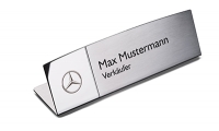 Tischschild ohne Visitenkartenfach, Name in Graulaser